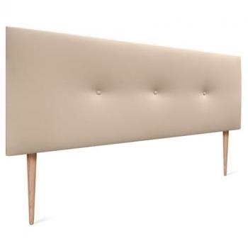 Cabecero Tapizado en Polipiel Beige con Botones - 135x105cm