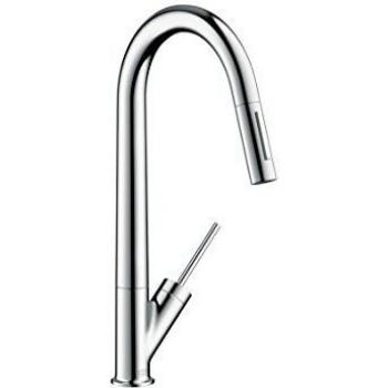 Axor Starck Kitchen Mixer met Trekarm en uitrolbare Handbrause, chroom