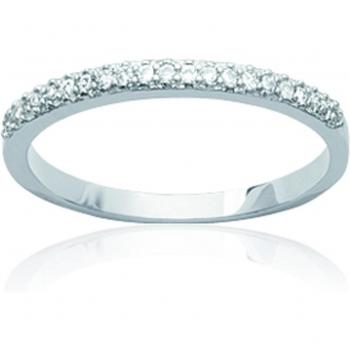 Anello in argento bianco rodiato 'Pour la Vie' - 2 mm