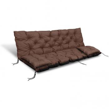 Panchina Comfort 180x60x50 cm con 2 Cuscini Dondolo – Tessuto Impermeabile Marrone