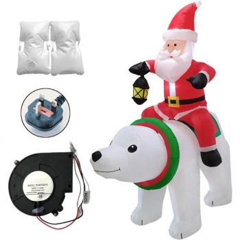 Gonflable LED de Noël - Père Noël sur ours