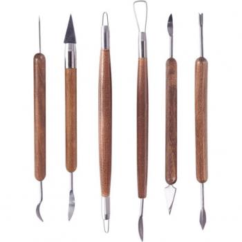 Herramientas de Modelado de Arcilla, Set de 6 Piezas con Mango de Madera
