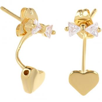 Les Trésors de Lily Q4579 – Boucles lobes plaqué or « Love » blanc-doré