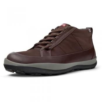 Camper Stivali Stringati Peu Pista Marrone Scuro e Grigio Fumo