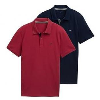 TOM TAILOR Poloshirt Doppelpack – Herren, 100 % Baumwolle, Rot