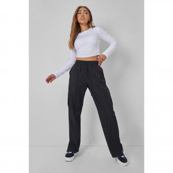 Split Hem Cargo Trousers Black