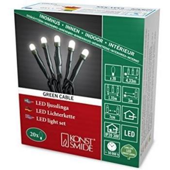 Konstsmide 6341-120 Micro-Lichterkette Innen, 20 warmweiße LEDs, netzbetrieben