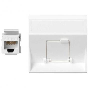 Placa voz y datos inclinada cg con 1 cat5eu blanc SIMON 50004081-030