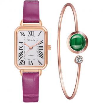 Reloj de Mujer con Números Romanos y Correa de Bambú