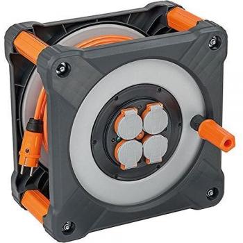 Carrete de cable Brennenstuhl Professional Line IP44, 50m H07BQ-F 3G1.5, 4x contacto de protección, con protección contra sobrepaso