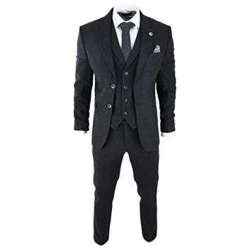 Tri‑Piece Tweed Suit, Black – AK Collection 40R