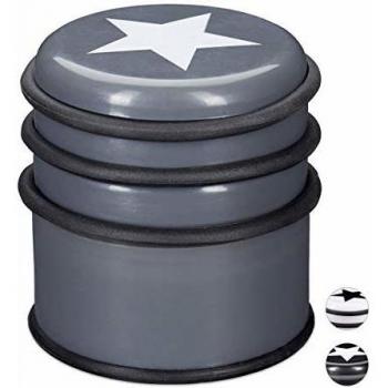 Fermaporta a Pavimento con Design Stella, Relaxdays, Grande, 8 cm di Altezza, Grigio Scuro