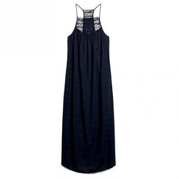 Superdry Viscosa Playa: Vestido largo sin mangas, escote halter, negro