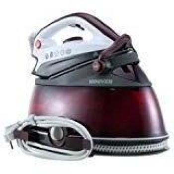 Hoover Ferro da Stiro con Caldaia 2500 W, Piastra in Ceramica Borgogna, Trasparente, Bianco