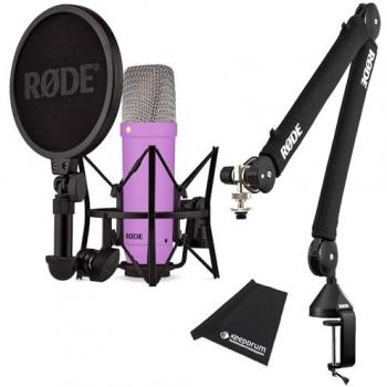 RØDE NT1 Signature Purple Studio-Mikrofon mit PSA1 PLUS Gelenkarm-Stativ