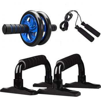 5-in-1 Ab Wheel Fitness Set with Push-Up Bar, Jump Rope, Hand Gripper, and Knee Pad