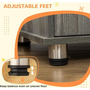 PawHut Dog Cage End Table for Dog, Stylish Pet Kennel w/Magnetic Doors, GreyD02