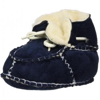 Playshoes Baby Hausschuhe in Lammfell-Optik, Blau (Marine 11)