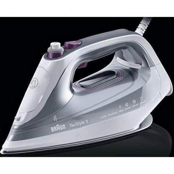 Braun Ferro da stiro a vapore TexStyle 9 SI 9187 GY - Ferro a vapore con suola Eloxal, 2,5 m di cavo, 230 g/min di erogazione di vapore e 50 g/min di erogazione di acqua calda, colore grigio