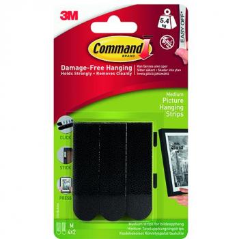 Command Medium Picture Hanging Strips (Black) – 4 Pack
