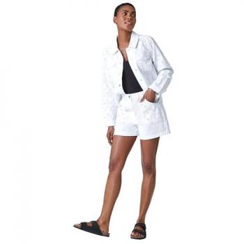 Cotton Blend Broderie Pocket Shorts - White