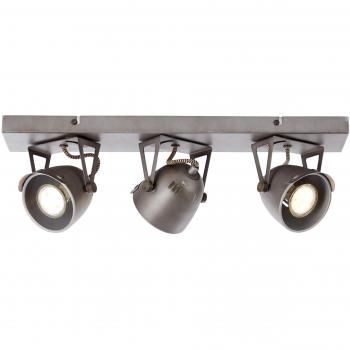 Brilliant Ka Spotbalken 3 flg Deckenstrahler schwenkbar burned steel Industrial Look, 3x GU10 geeignet für Reflektorlampen bis max