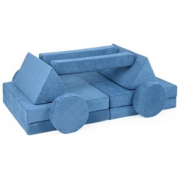Canapé junior en mousse bleu marine velours côtelé, lit convertible