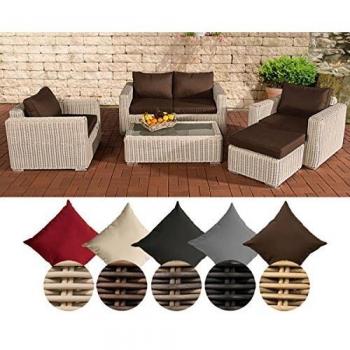 Ensemble De Jardin en Résine Tressée Madeira 2-1-1 avec Table Et Chaises De Jardin en Polyrotin (Couleurs: Anthracite, Blanc Perle)