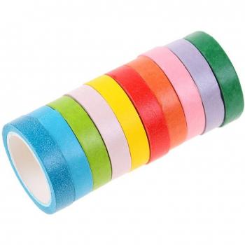 Rainbow Solid Color Washi Masking Tape – 10 Pack