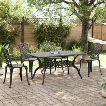 Vidaxl 5-Piece Outdoor Dining Set, Black (Cast Aluminium)