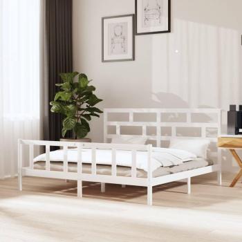 VidaXL Bed Frame without Mattress White Solid Wood 200x200 cm