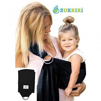Sukkiri Porte-Bébé Noir - Écharpe Sling d'Appoint & Aquatique