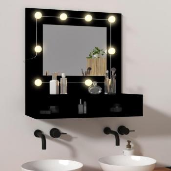Mirror Cabinet with LED Light Black 60x31.5x62 cm