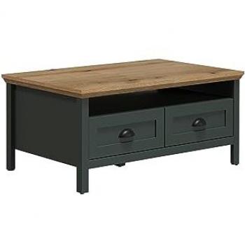 Trendteam Couchtisch Stanton in grün und Evoke Eiche Landhaus Beistelltisch 101 x 60 cm