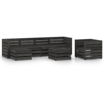 Set de muebles de jardín 7 piezas madera de pino gris