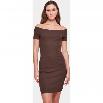 Geripptes Kleid mit freien Schultern Damen Urban Classics