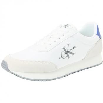 CK Retro Runner Low‑Mix Mens Trainer – White with Sapphire Accent – 8 (US)