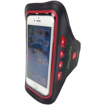 Fascia da braccio sportiva Tunturi con LED rossa e nera