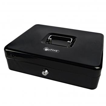 Hyfive® Steel Petty Cash Box 8 with 2 Keys/Removable Change Tray in Black