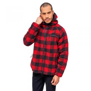 Brandit Giacca Teddyfleece Worker Rosso-Nero
