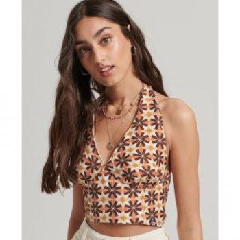 Maglia Superdry Senza Maniche XL Collo a V Vintage con Stampa Tile