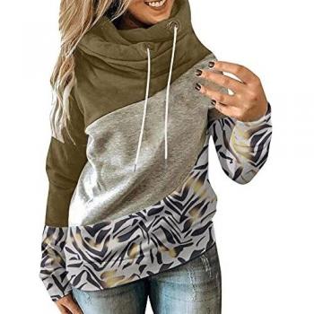 Wave166 High Collar Windproof Cap Hoodie für Damen – Pullover mit Kapuze und Druckn