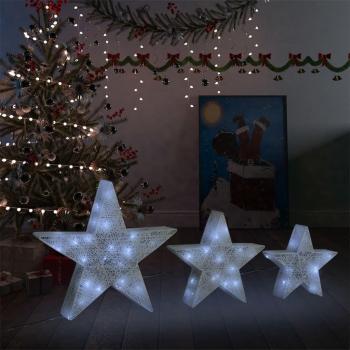 Estrellas de decoración navideña LED malla 3 piezas