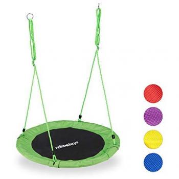 Adjustable Round Nest Swing for Children & Adults, 90 cm Diameter, Green, Supports up to 100 kg