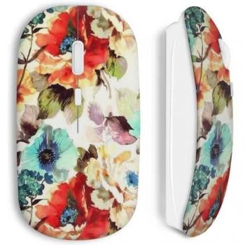 Ratón Inalámbrico con Motivo de Flores Pintadas