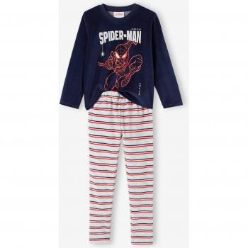 Pijama infantil azul marino de terciopelo Spider-Man