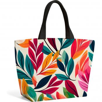 Bright Leaves Pattern Beach Tote Bag