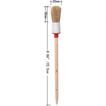Round Head Car Wash Brush with Wood Handle for Dash and Seats