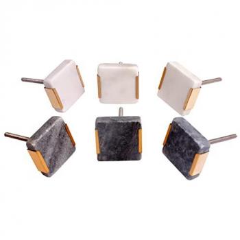 Juego de 6 pomos tiradores de piedra cuadrados de 40 mm