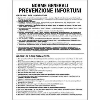 Cartello segnalatore - 50x67 cm - NORME GENERALI PREVENZIONE INFORTUNI - polionda - Cartelli Segnalatori